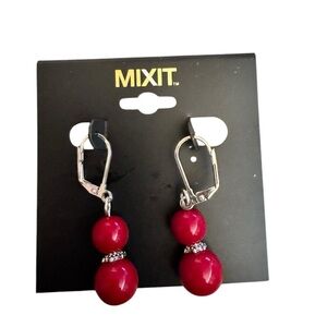 Mixit Red Beaded Earrings Y2K 90s‎ Retro Vintage